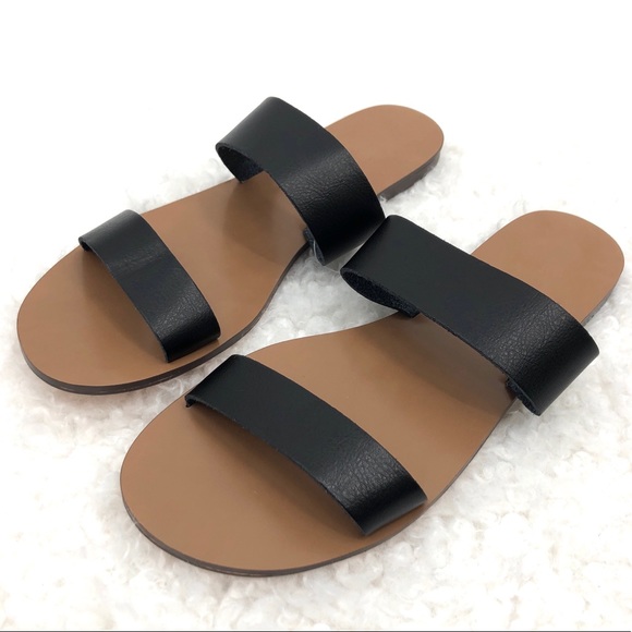 J. Crew Shoes - J Crew Boardwalk Leather Two Strap Slide Sandals